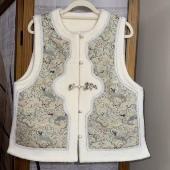 上久楷宋锦牛首龙纹马甲拼接苏力新中式 国风日常百搭带钢印