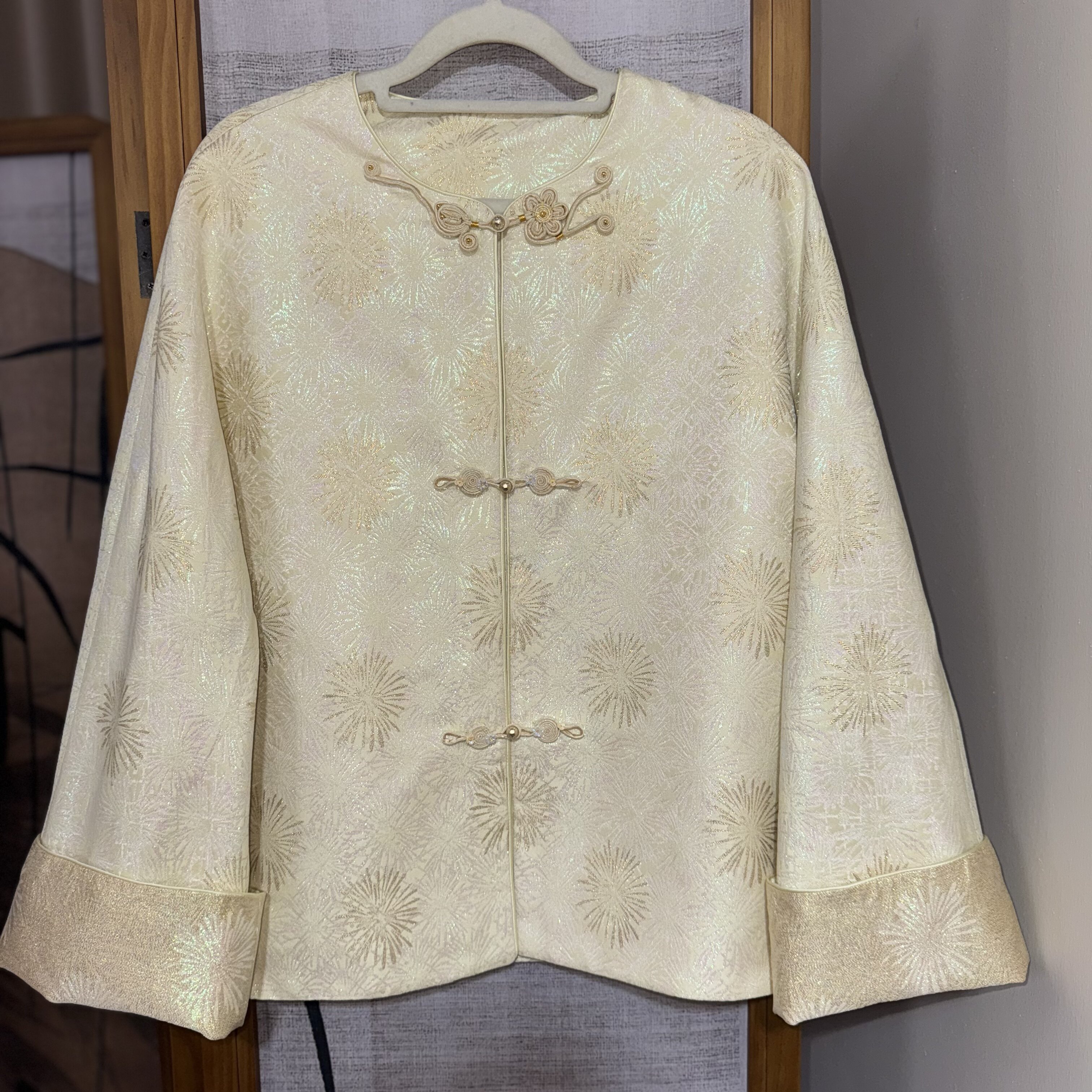 李德喜宋锦黄色烟花浮光锦外套真丝里衬新中式国风日常百搭带钢印