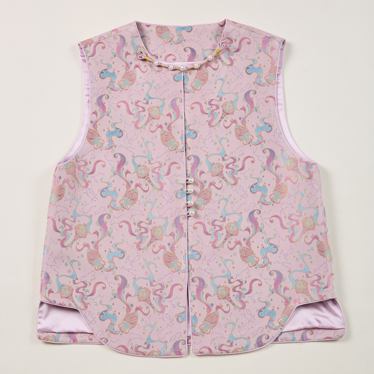 钱小萍十二星座水瓶座新中式马甲