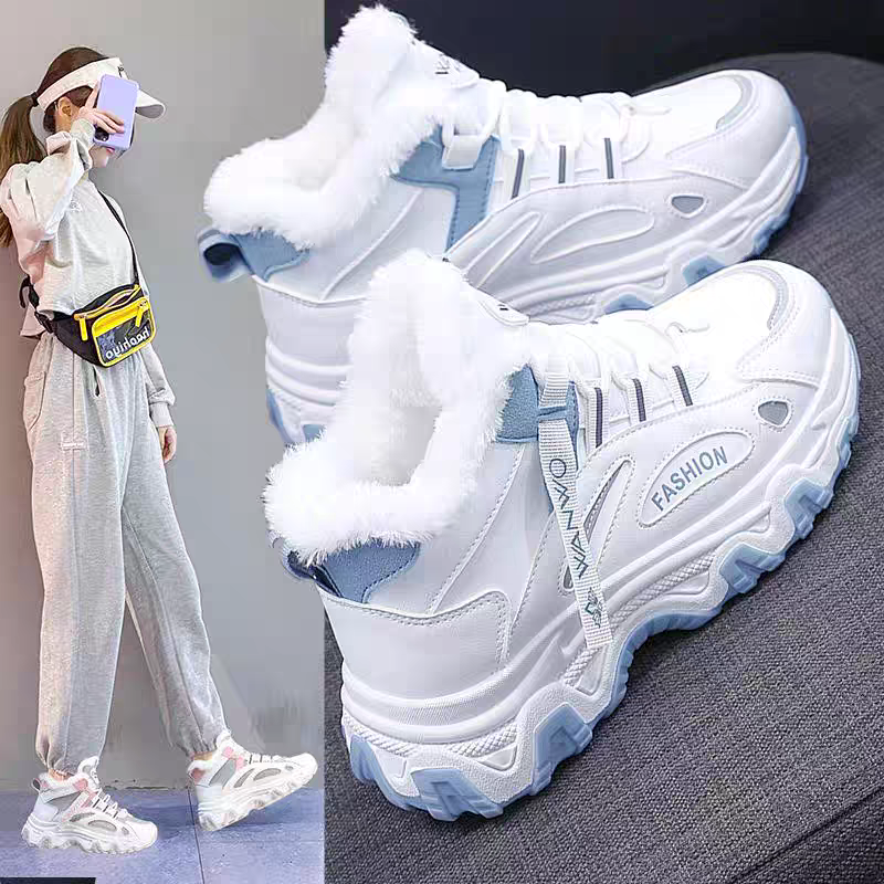 雪地靴女2024新款冬季加绒加厚马丁靴子女鞋短靴学生保暖运动棉鞋
