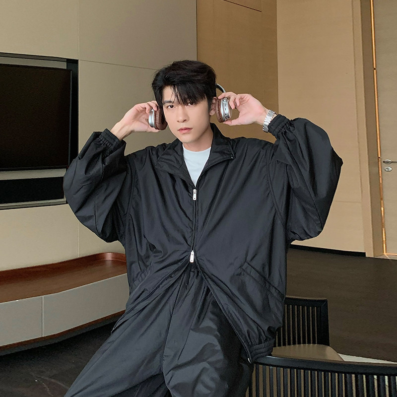 Hualun秋季休闲冲锋衣男套装裤子外套宽松款立领夹克一套帅气搭配,男装,休闲运动套装,淘宝优惠券,粉丝福利购,淘宝优惠卷