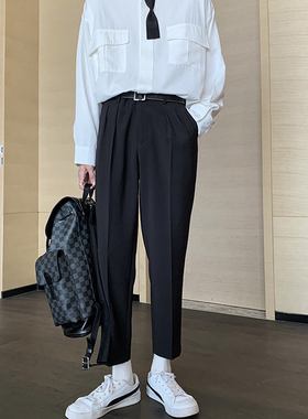 hualun裤子男宽松小脚九分裤西装裤垂感直筒潮流韩版休闲裤西裤