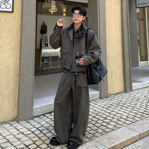 Hualun男生酷帅夹克套装