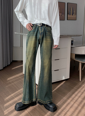 Hualun春秋款潮牌牛仔裤男宽松直筒微喇休闲裤子潮流ifashion长裤