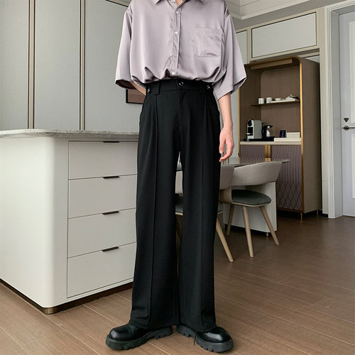 Hualun直筒猪鼻扣休闲裤