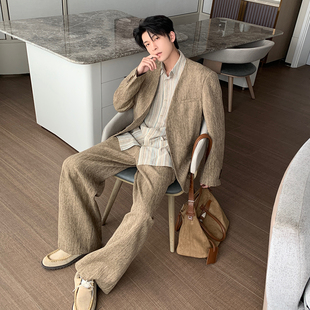 男潮流轻奢风休闲西服外套宽松一套搭配 套装 Hualun中式 男生西装