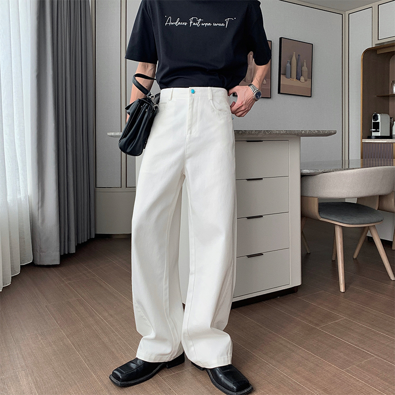 Hualun夏季防污白牛仔裤男款