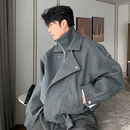 Hualun秋冬短款毛呢cleanfit外套高级感宽松夹克男生帅气呢子上衣