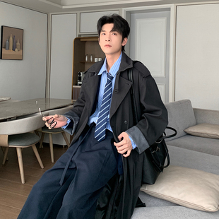 潮流保暖长外套时尚 Hualun冬季 风衣男装 巨好看长款 廓形大衣 男士