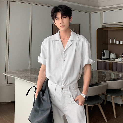 Hualun夏季老钱风一整套衬衫套装