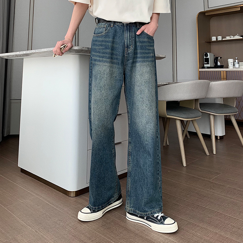 Hualun高街直筒夏季牛仔裤男