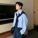 男时尚 衬衫 宽松百搭休闲衬衣小众设计上衣 学院风长袖 Hualun秋季