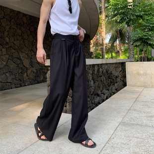 宽松百搭直筒裤 男款 韩版 垂感西裤 子 Hualun夏季 男潮牌阔腿裤 休闲裤