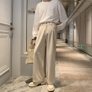 Hualun秋冬抗皱休闲裤男款韩版宽松型裤子直筒长裤cleanfit阔腿裤