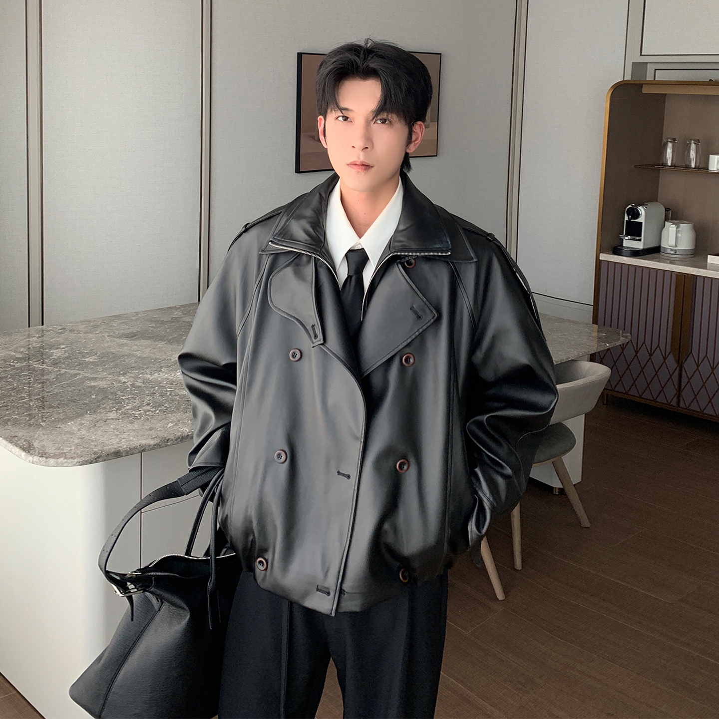 Hualun飞行员皮衣外套