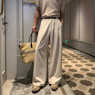 休闲裤 2026新款 垂坠阔腿西裤 Hualun男士 直筒裤 子薄款 韩版 巨好看裤