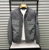 拼接休闲百搭上衣男外套 圆领系扣时尚 2026春夏新款 夹克男潮流修身