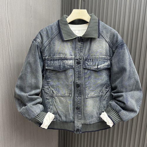 秋冬新款毛绒一体加厚牛仔棉服男外套潮流宽松翻领休闲百搭男棉衣
