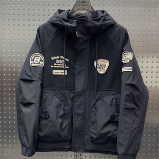 潮流贴标防风连帽棉衣 冲锋衣棉服男外套时尚 2026美式 秋冬休闲工装
