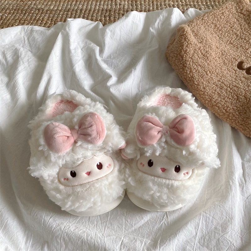 可爱小羊软萌可爱奶呼呼居家包头棉拖鞋女ins冬季保暖毛毛拖鞋,女鞋,包头拖,淘宝优惠券,粉丝福利购,淘宝优惠卷