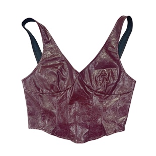 C6148孤品~外贸女装纯色复古PU皮吊带性感辣妹装时尚修身短款背心