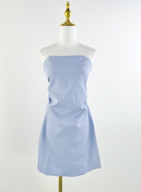 B3211夏季新款女装时尚潮流性感礼服抹胸裙欧美风露肩褶皱连衣裙