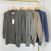 女装 纯色外搭针织衫 春秋简约休闲无扣款 E7116外贸新款 毛衣开衫