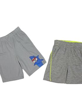 H3088夏季新款童装撞色滚边条透气短裤男童印花速干裤舒适运动裤