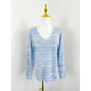 慵懒风塌肩羊毛衫 新款 V领毛衣 2026春季 E7095混色套头女士针织衫