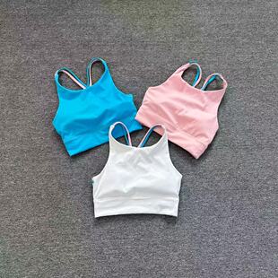 B3230新款撞色交叉美背运动内衣女透气瑜伽背心短款内搭
