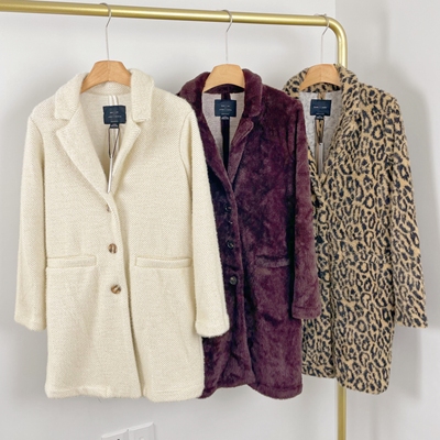 E7063外贸新款女西装领仿皮草外套气质三粒扣中长款水貂毛大衣