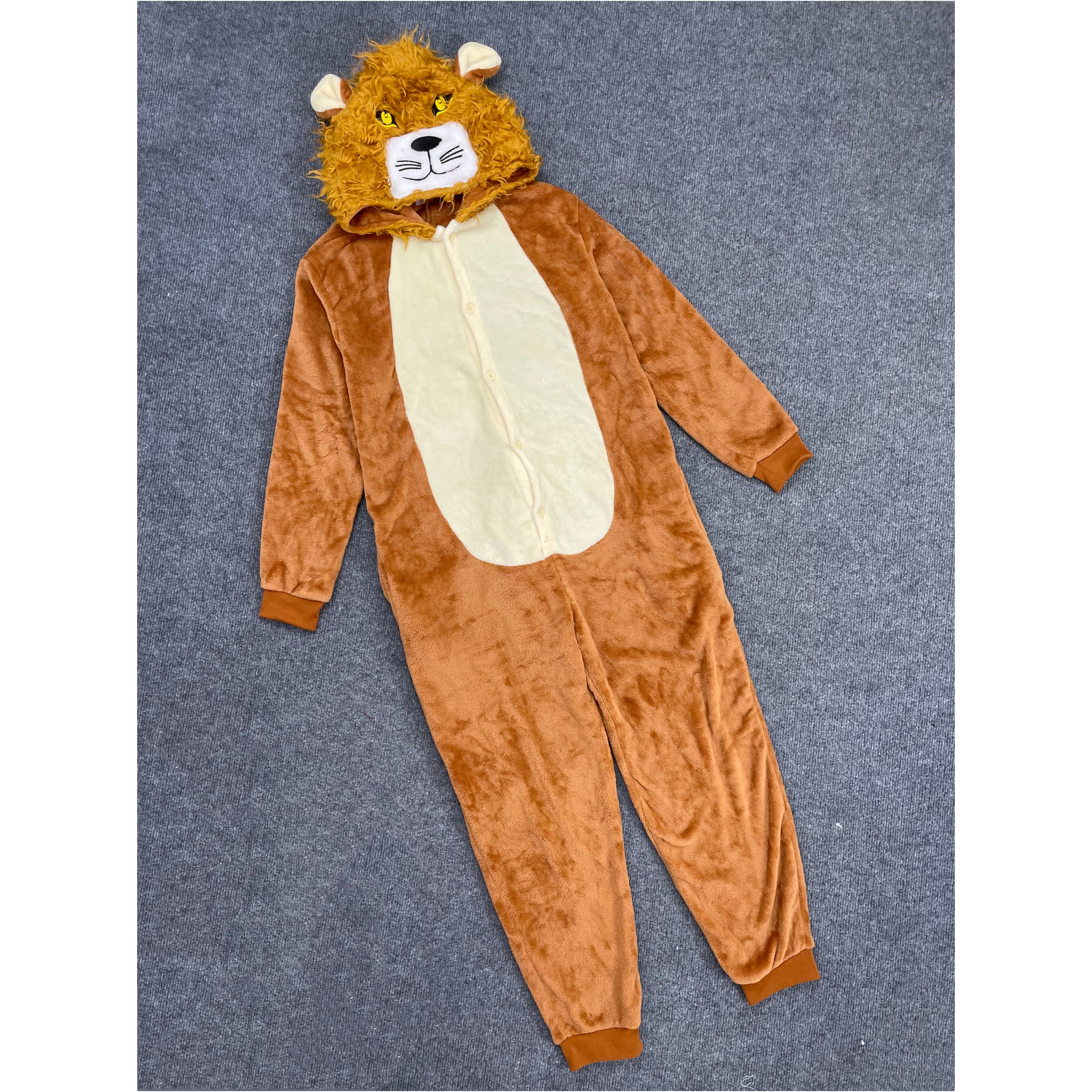 E2260秋季新款狮子造型男女连帽连体家居服柔软舒适珊瑚绒睡衣