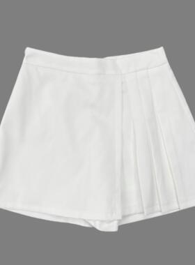 E1036外贸新款女装不规则百褶西装短裤侧拉链显瘦休闲A字裙裤