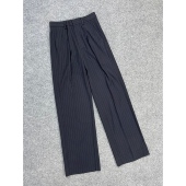 E6107外贸新款 细条纹显瘦休闲直筒裤 城市通勤女士高腰西装 长裤 裤