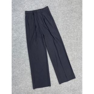 长裤 E6107外贸新款 细条纹显瘦休闲直筒裤 裤 城市通勤女士高腰西装