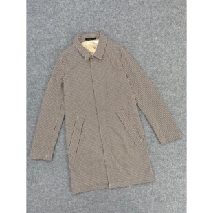 B2184日单新款女装千鸟格翻领显瘦中长款外套时尚休闲拉链风衣