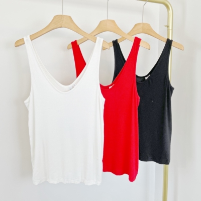 B2187外贸新款女装纯色低领宽松垂感背心柔软舒适亲肤螺纹吊带