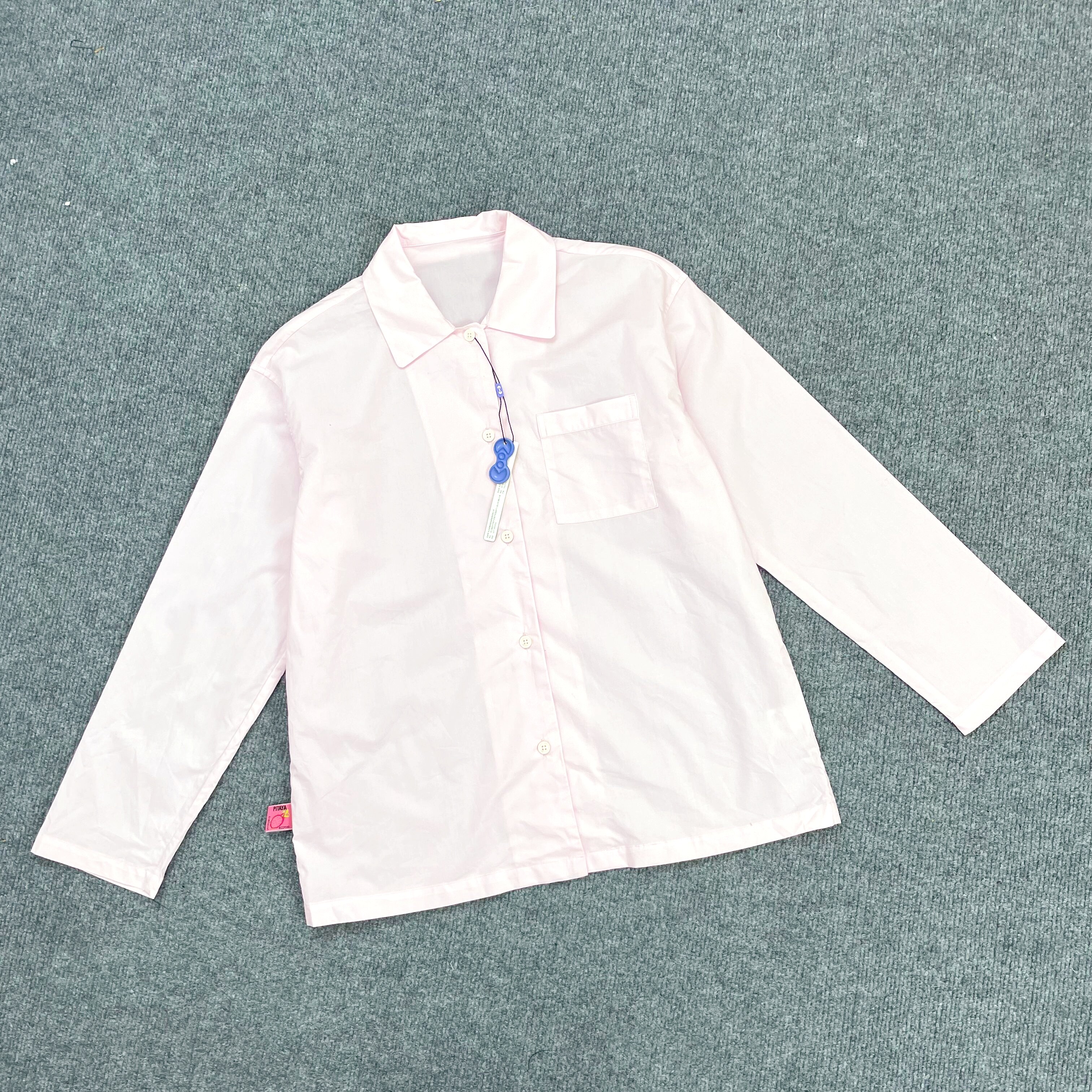 B7201新款女装舒适亲肤全棉家居服宽松翻领薄款长袖睡衣上装