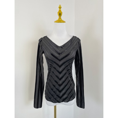 C5010外贸新款女装四面弹条纹金丝绒上衣修身显瘦V领长袖打底衫