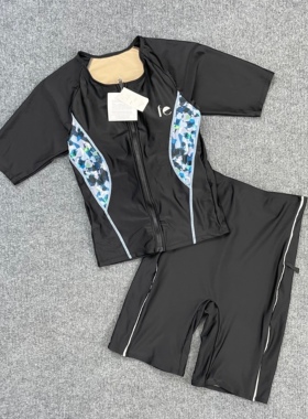 C8020日单新款女短袖短裤冲浪潜水弹力套装运动健身骑行服两件套