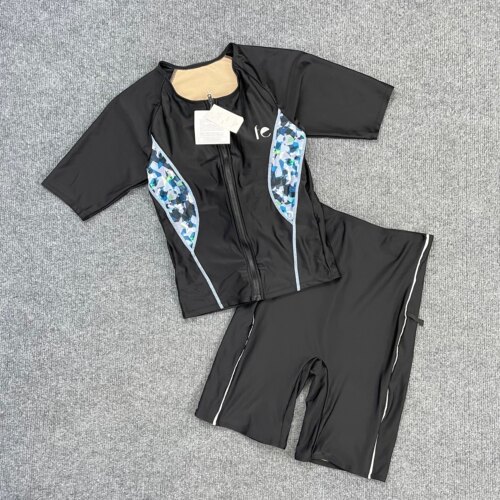 C8020日单新款女短袖短裤冲浪潜水弹力套装运动健身骑行服两件套