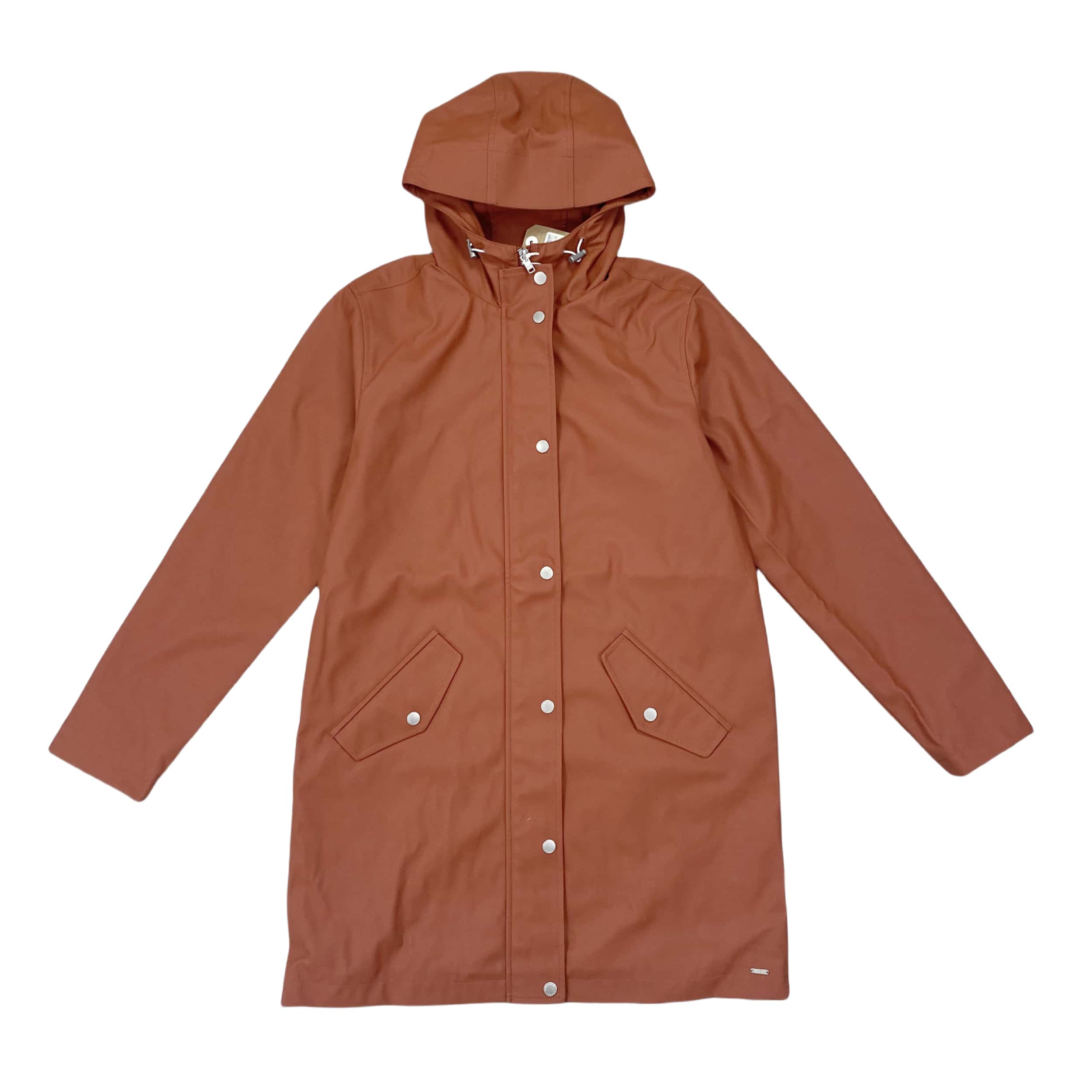 032外贸新款PU防水工艺中长款连帽外套宽松防风休闲男女风衣