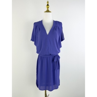 E3209外贸新款女装蝙蝠袖松紧收腰雪纺裙夏季优雅轻熟V领连衣裙