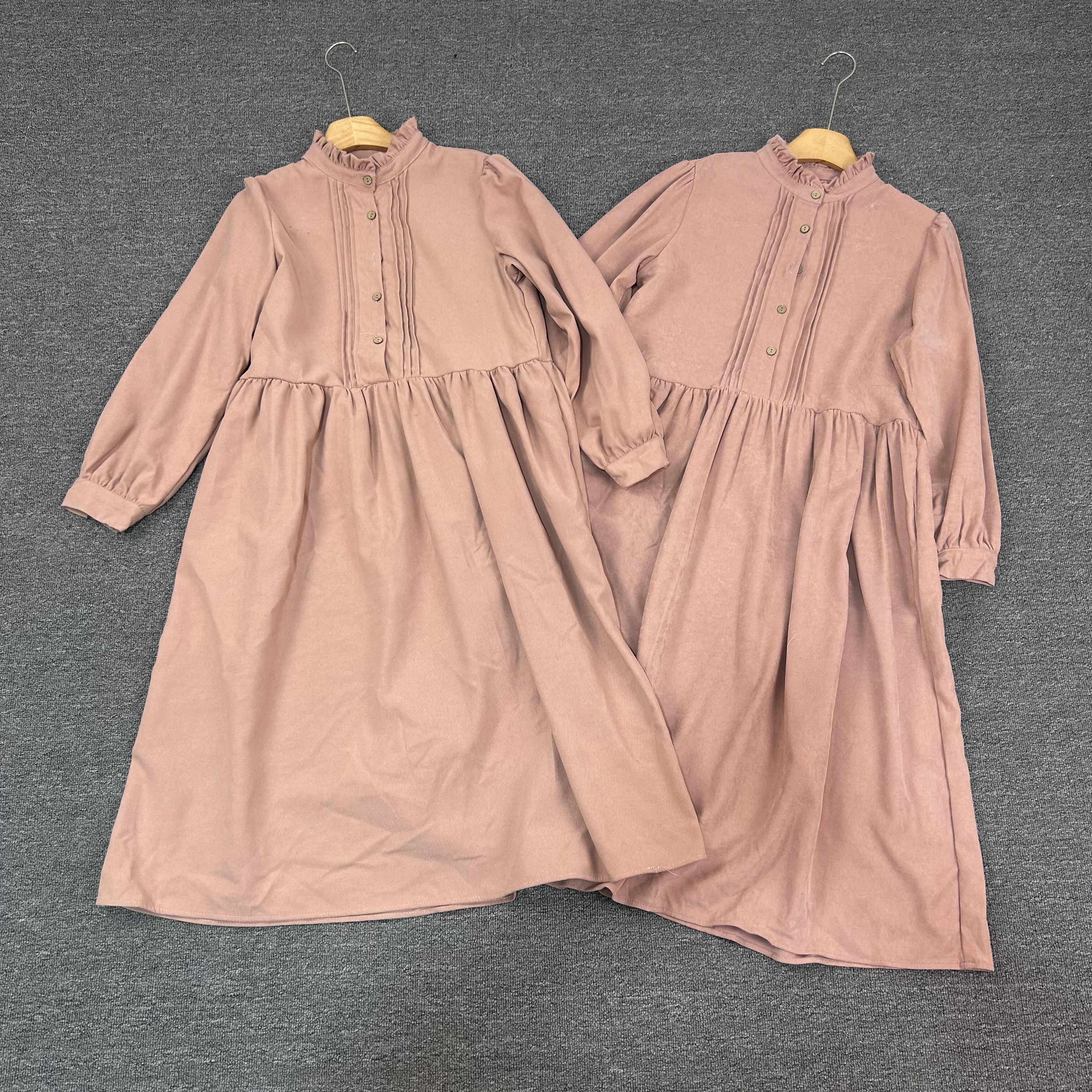 K5007森系连衣裙新款法式复古风琴褶中长款裙子立领衬衫连衣裙女