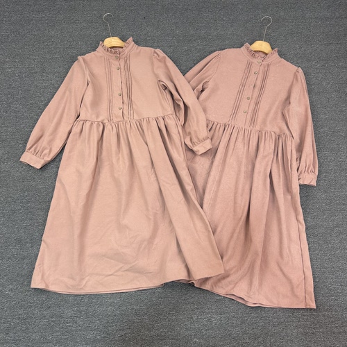 K5007森系连衣裙新款法式复古风琴褶中长款裙子立领衬衫连衣裙女