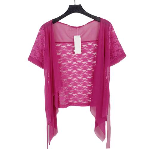 B3088夏季新款女装薄款蕾丝拼接小披肩外搭开衫网纱小坎肩外套