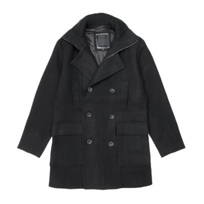 C3172秋冬季新款针织拼料韩版休闲羊毛呢大衣男女双排扣时尚外套