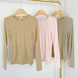 B2177柔软舒适亲肤莫代尔女上衣外贸新款两侧抽绳高弹瑜伽健身T恤