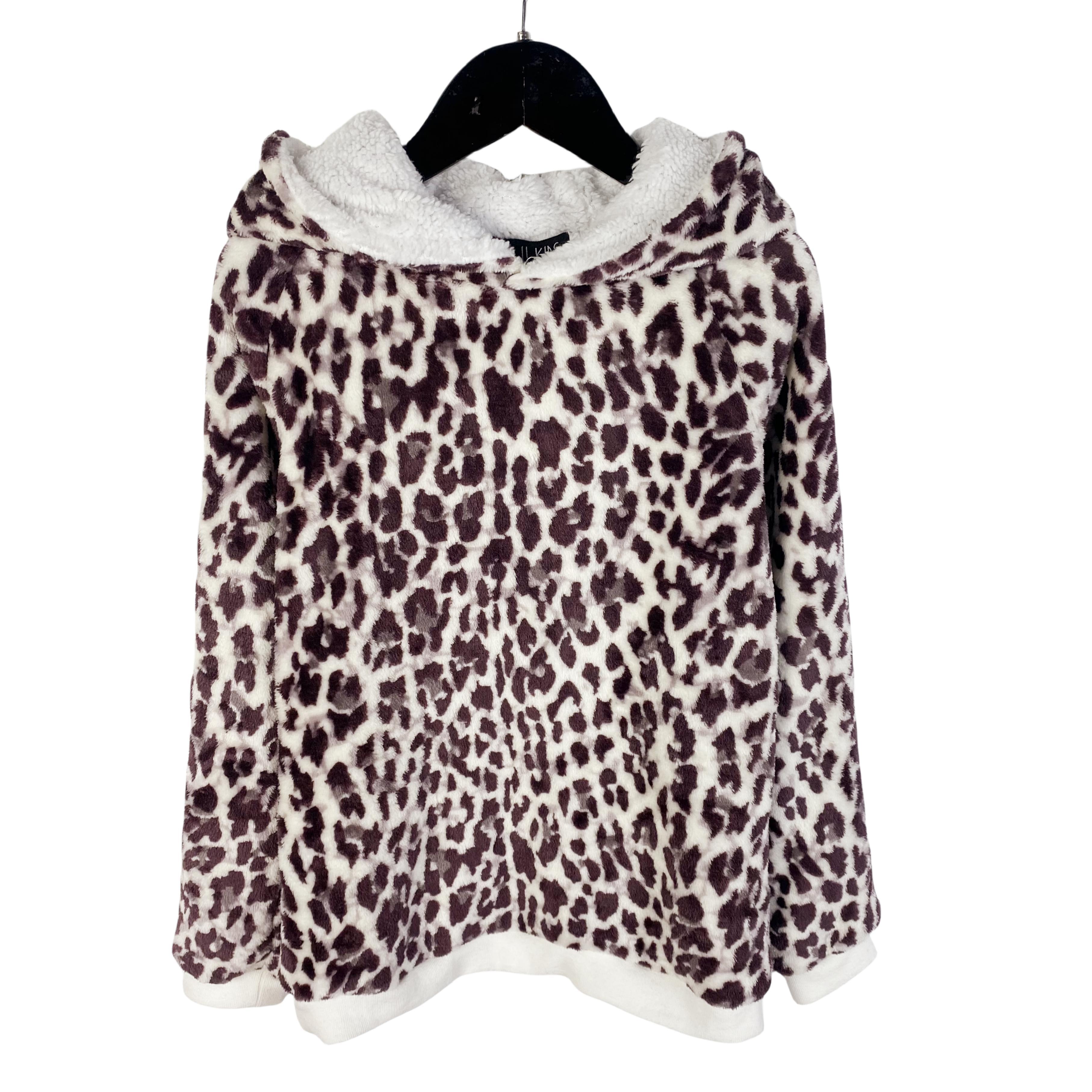 H2080冬季新款豹纹印花连帽儿童珊瑚绒卫衣保暖舒适睡衣时尚上衣