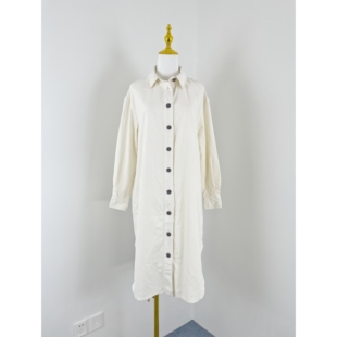 文艺范单排多扣灯芯绒外套 衬衫 J4001外贸新款 女宽松休闲棉质长款